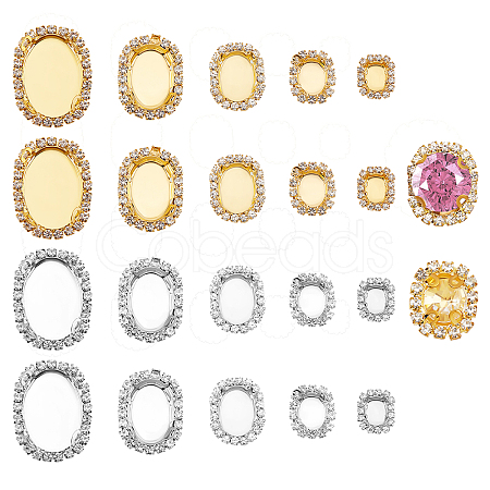 40Pcs 10 Styles Brass Cabochon Connector Setting RB-PH0001-19-1