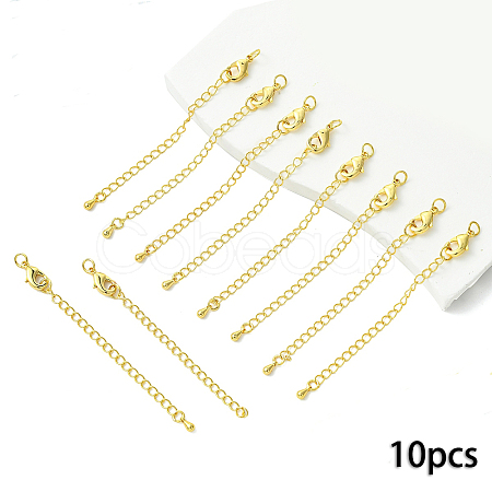 10Pcs Long-Lasting Plated Brass Chain Extender KK-YW0003-82G-1