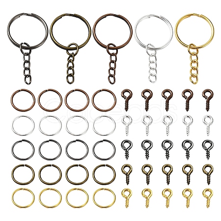 Iron Split Key Rings & Open Jump Rings & Screw Eye Pin Peg Bails Kits DIY-YW0009-10-1