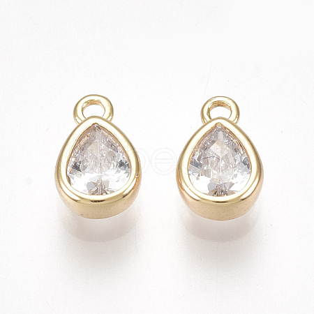 Brass Cubic Zirconia Charms KK-S350-089G-1