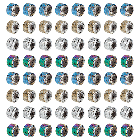 120Pcs 4 Colors Electroplated Natural Lava Rock Beads Strands G-PH0019-15-1
