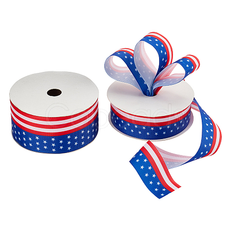 2 Rolls 2 Styles Independence Day Polyester Ribbon OCOR-NB0001-70-1