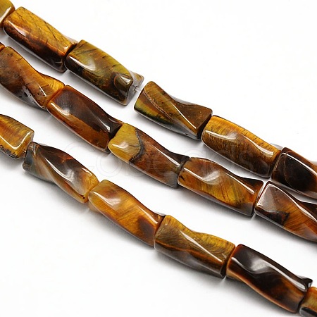 Natural Tiger Eye Twist Column Beads Strands G-L240-04-1