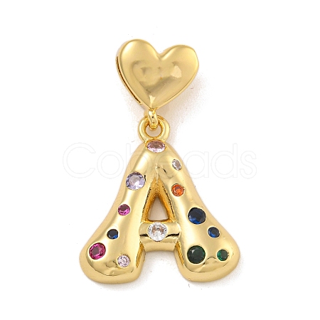 Brass Micro Pave Colorful Cubic Zirconia Pendants KK-P281-01G-A-1