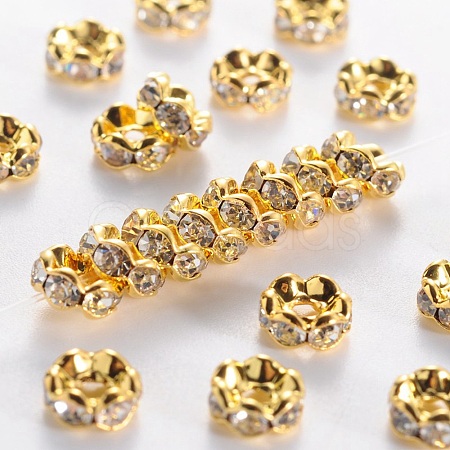 Rack Plating Brass Rhinestone Spacer Beads RSB028NF-01G-01-1