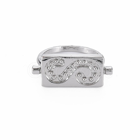 Rectangle with Letter S Rack Plating Alloy Wide Band Rings RJEW-Q163-008B-RS-1