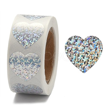 Heart Shaped Laser Stickers Roll DIY-K027-G01-1