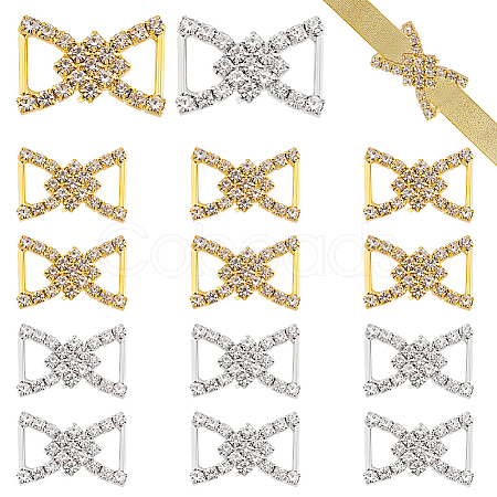 16Pcs 2 Colors Alloy Rhinestone Buckle JEWB-WR0001-04-1
