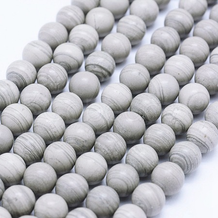 Natural Silver Line Jasper Beads Strands G-F531-6mm-O-1