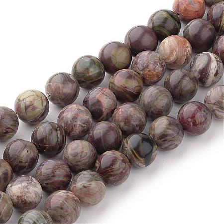 Natural Flower Agate Beads Strands G-Q462-10mm-34-1