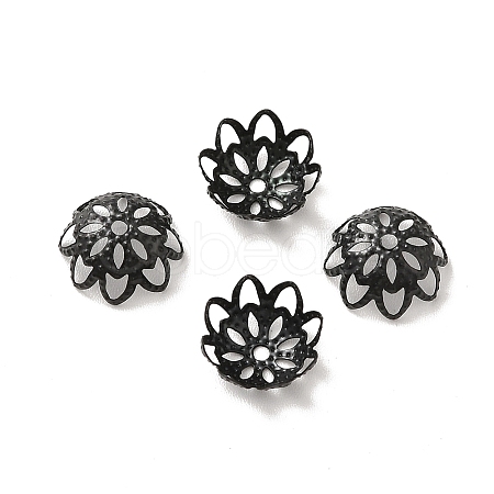 Ion Plating(IP) 304 Stainless Steel Flower Fancy Bead Caps STAS-G085-16EB-1