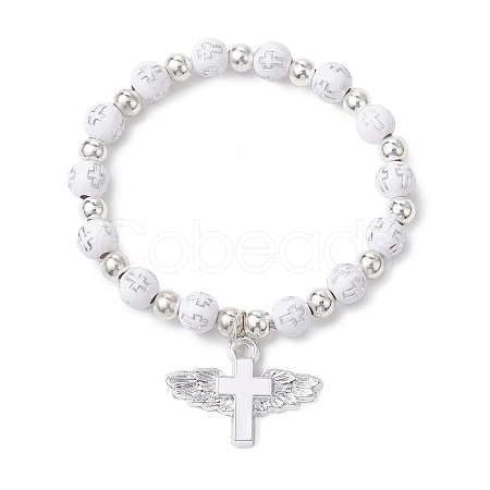 Plating Acrylic Stretch Bracelets BJEW-JB11043-01-1
