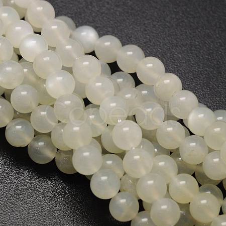 Round Natural White Moonstone Bead Strands G-L425-22-6mm-1