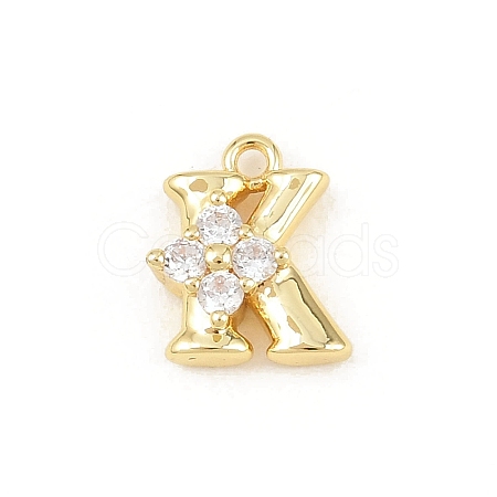Brass Micro Pave Clear Cubic Zirconia Charms KK-Z151-18G-K-1