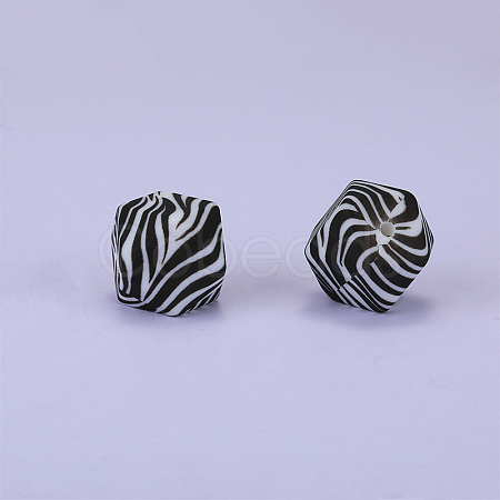 Colorful Pattern Printed Silicone Focal Beads LS-SI-JX0022A-12-1