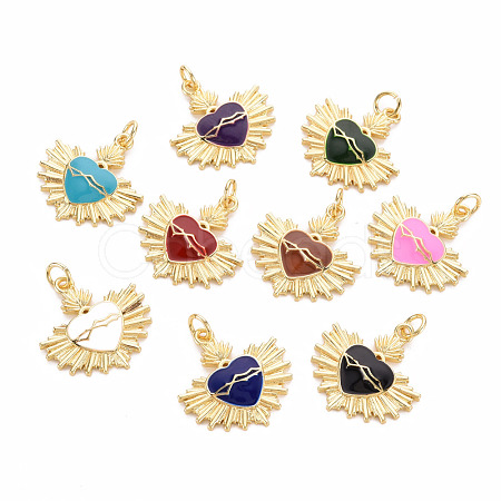 Brass Enamel Pendants KK-S362-042-NR-1