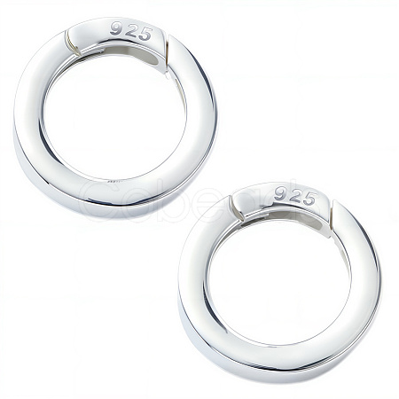 2Pcs 925 Sterling Silver Spring Gate Rings STER-SC0001-53-1