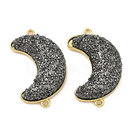Brass with Druzy Resin Connector Charms KK-C158-05C-G-1