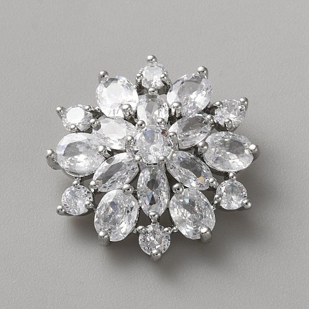 Brass Micro Pave Cubic Zirconia Buttons DIY-WH0888-807P-02-1