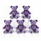 Flocky Acrylic Shank Buttons, Bear, Medium Purple, 38~39x29.5x15mm, Hole: 3mm