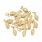 Electroplated Alloy Charms, Long-Lasting Plated, with Brass Jump Ring, Leaf, Golden, 14x5.5x2mm, Hole: 3.5mm