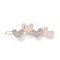 Alloy Crystal Rhinestone Hair Barrettes, with Plastic Beads, Heart, Light Gold, 58x17x7mm