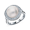 925 Sterling Silver Pearl with Cubic Zirconia Ring for Mother's Day