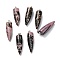 Natural Rhodonite Pointed Pendants, with Platinum Brass Findings, Bullet, 32~35x10~11mm, Hole: 7X3mm