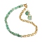 Natural Green Aventurine Chip Beads Jewelry Set, Gemstone Beaded Necklace and Drop Huggie Hoop Earrings for Women, Light Gold, 16.73 inch(42.5cm), 20mm, Pin: 1mm