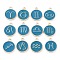 Alloy Enamel Pendants, Flat Round with Constellation, Dark Cyan, 15x12x2mm, Hole: 1.5mm, about 12pcs/set