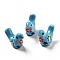 Handmade Printed Porcelain Beads, Pigeon, Deep Sky Blue, 12.5~13x17~19x7~8.5mm, Hole: 1.5mm