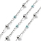 304 Stainless Steel Cable Chain, with Enamel, Soldered, Turquoise, Beads: 3.5~3.6x3.5mm, Link: 5x2x2mm and 2x1.5x0.3mm