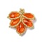 Glass Seed Beaded Woven Pendants, Leaf, Dark Orange, 35.5x35.5x7.5mm, Hole: 1.5mm