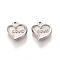 Non-Tarnish 304 Stainless Steel Charms, Heart with Word Love, For Valentine's Day, Stainless Steel Color, 11x12x2.5mm, Hole: 1.2mm