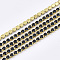 Nickel Free Raw(Unplated) Brass Rhinestone Strass Chains, Rhinestone Cup Chain, 2880pcs rhinestone/bundle, Grade A, Montana, 2.2mm, about 23.62 Feet(7.2m)/bundle