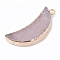 Electroplate Natural Rose Quartz Pendants, with Metal Findings, Moon, 45~46x20x4~7mm, Hole: 3mm