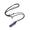Natural Lapis Lazuli Bullet Pendant Necklace with Waxed Cords for Women NJEW-M196-02E-2