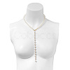 Alloy & White Imitation Pearl Round Beaded Link Chain Y Necklaces for Women FS-WG05D33-01-5