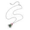 Glass Beaded Star Christmas Tree Pendant 304 Stainless Steel Cable Chain Necklaces NJEW-JN05498-1