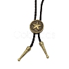 Flat Round with Star Laria Necklace for Men Women NJEW-WH0011-13AB-2