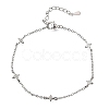 Brass Micro Pave Clear Cubic Zirconia Star Link Chain Bracelets KK-CBAED06-05P-4