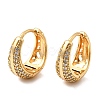 Brass Micro Pave Clear Cubic Zirconia Hoop Earrings EJEW-F391-02G-3