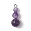 Natural Amethyst Round Beaded Pendants PALLOY-JF02867-10-1