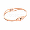 Crystal Rhinestone Wave Bangle with Roman Numeral BJEW-N017-009RG-2