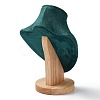 Velvet Bust Necklace Display Stands with Wooden Base ODIS-Q041-02A-01-3