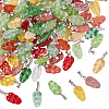 100Pcs Leaf Gradient Color Baking Paint Glass Pendants PALLOY-AR00028-1