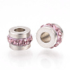 201 Stainless Steel Polymer Clay Rhinestone Inlaid Beads RB-YWC0001-02H-1