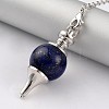 Natural Lapis Lazuli Sphere Dowsing Pendulums BJEW-E292-A03-3