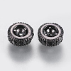 Brass Micro Pave Cubic Zirconia Beads ZIRC-G132-18B-1