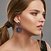 2 Pairs 2 Colors Alloy Double Flower Dangle Stud Earrings EJEW-AN0001-31-4
